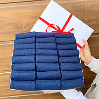 Комплект носков мужских коротких летних синих однотонных 41-45 24 пары в подарочной упаковке для мужчин MS