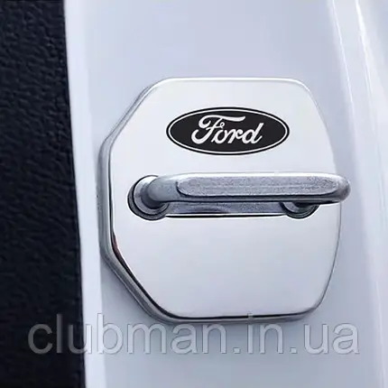 Накладка на дверний замок з емблемою FORD (Форд) Комплект 4 шт Хром, фото 2