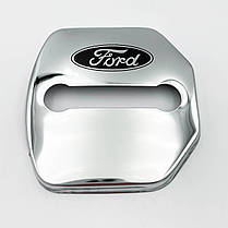 Накладка на дверний замок з емблемою FORD (Форд) Комплект 4 шт Хром, фото 3