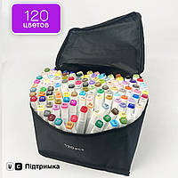 Набор двусторонних художественных маркеров Touch Smooth 120 шт для скетчинга на спиртовой основе Разноцветные