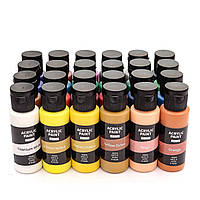 Акриловые краски для рисования Acrylic Paint Set 24 шт, бумага для рисования, палетка и кисточки 2 шт. Пташка