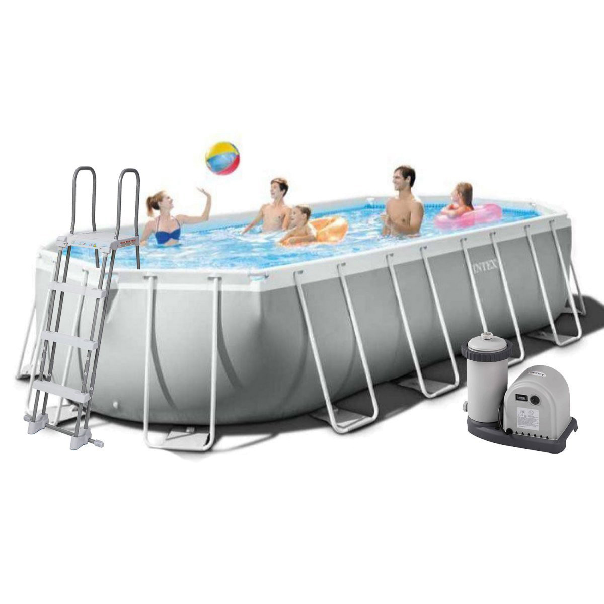 Каркасний басейн Intex 26798 Prism Frame Oval 610х305х122 см овальний для всієї родини з картриджним фільтром