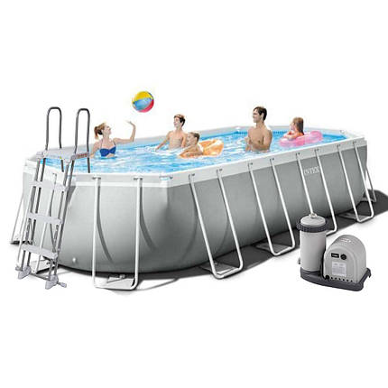 Каркасний басейн Intex 26798 Prism Frame Oval 610х305х122 см овальний для всієї родини з картриджним фільтром, фото 1