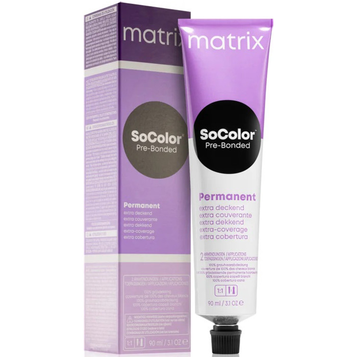 Стійка крем-фарба для волосся «100% зафарбовування сивини» Matrix SoColor Pre-Bonded Extra Coverage 90ml 504N, фото 1