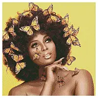 Алмазна вишивка Красуня в метеликах, 50х50 см, на підрамнику