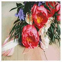 Алмазна вишивка Квіти, 50х50 см, на підрамнику