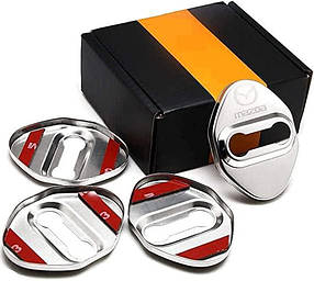 Накладка на дверний замок з емблемою MAZDA (Мазда) Комплект 4 шт Хром