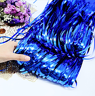 Шторка завіса з фольги для фотозони світло-синя 1х2 м, декоративна фольгована шторка