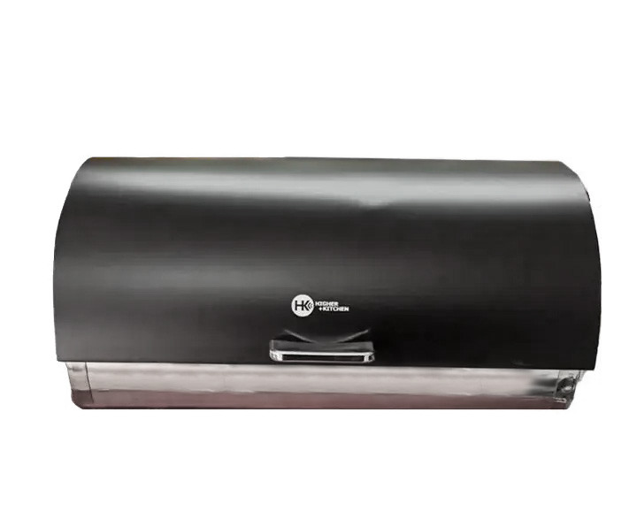 Хлібниця з нержавіючої сталі Higher Kitchen ZP- 049 з відкидною кришкою чорна