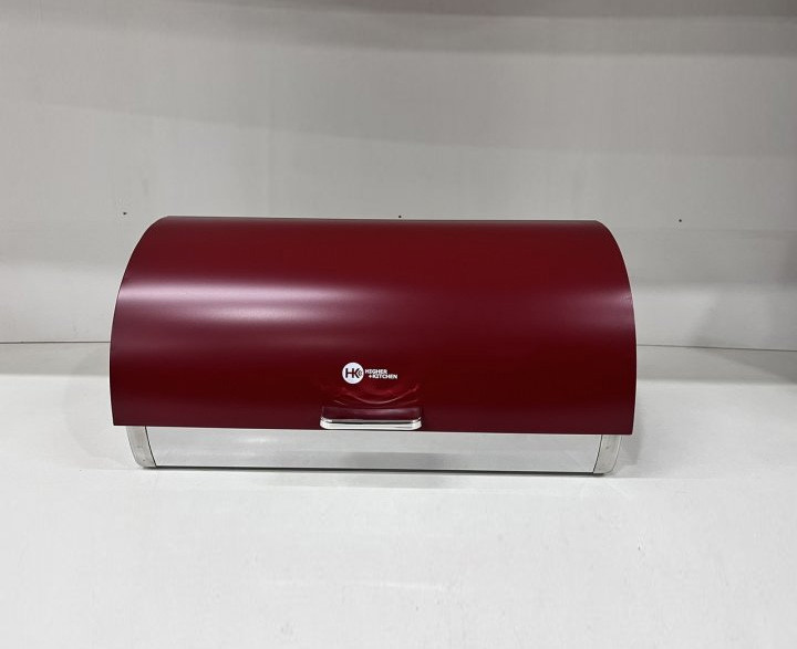 Хлібниця з нержавіючої сталі Higher Kitchen ZP- 049 з відкидною кришкою червона