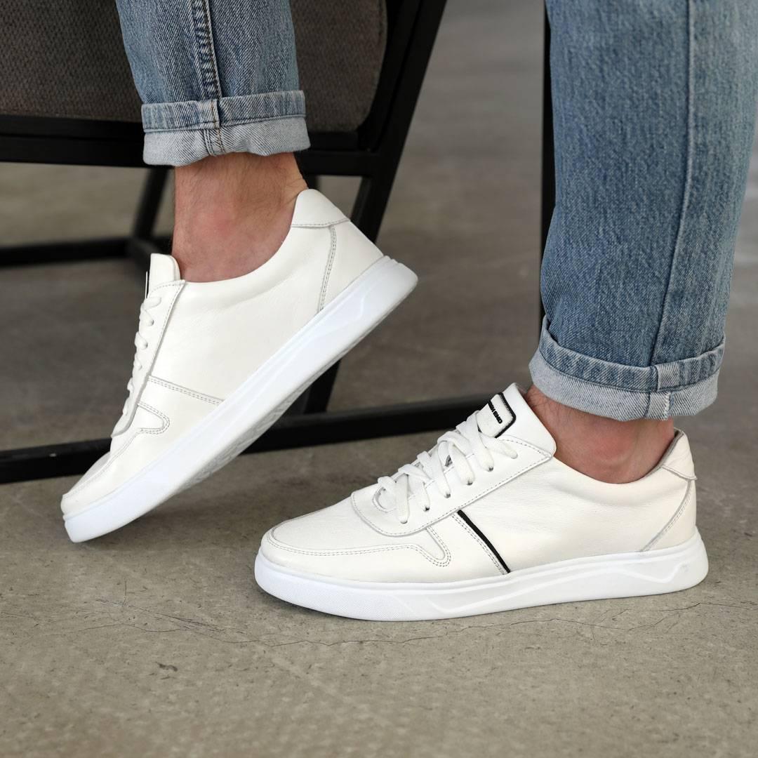 Белые Мужские Кеды Кожаные Весенние Кеды Для Мужчины 4s Seli Білі ...