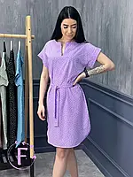ЛЛегкое платье из софта цвет лиловый в горошек
