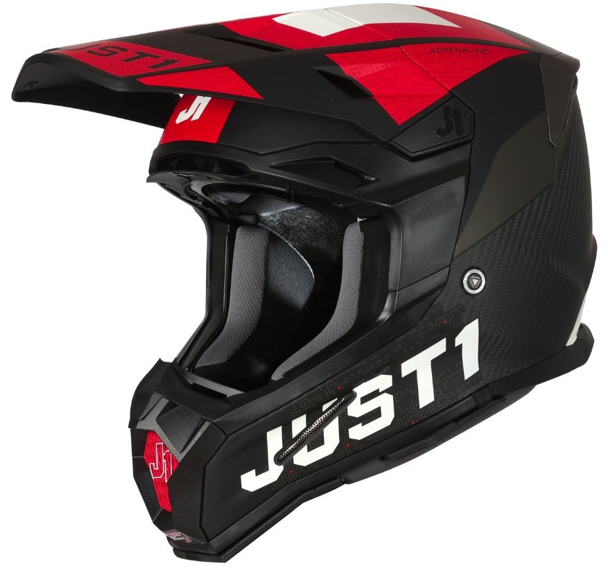 Мотошолом кросовий Just1 J22 Adrenaline Carbon матовий чорний/червоний, L