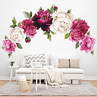 Набір вінілових наклейок Акварельні квіти Півонія фуксія S від 15 до 25 см вінілові наклейки декор матова