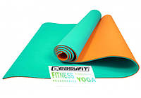 Двухслойный теплый 6 мм 19 цветов коврик для йоги и фитнеса Бирюзовый-оранжевый