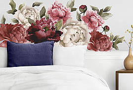 Набір інтер'єрних наклейок Акварельні квіти Півонія теракот М від 25 до 40 см вінілові наклейки декор матова