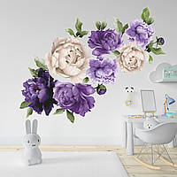 Набір інтер'єрних наклейок Акварельні квіти Півонія індиго М від 25 до 40 см вінілові наклейки декор матова