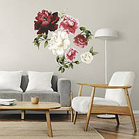 Вінілова інтер'єрна наклейка Яскраві Півоні (наклейки на шпалери стіни квіти) матова Маленький набір