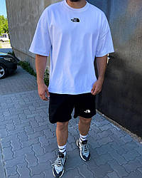 Чоловіча базова футболка оверсайз (біла) tnf blk якісний повсякденний спортивний одяг