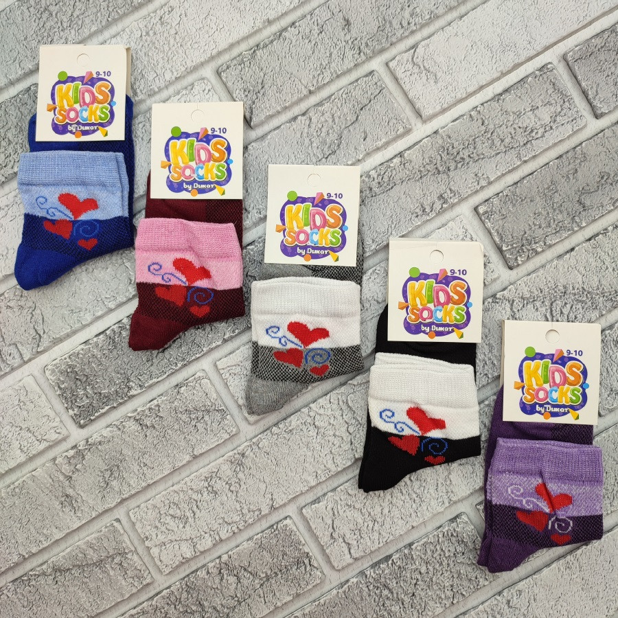 Шкарпетки дитячі середні літо сітка р.9-10 років асорті серця KIDS SOCKS by DUKAT 30037809, фото 1