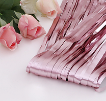 Шторка з дощу для фотозони, фольгована штора золото рожеве матова 1х2 метра