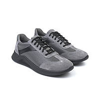 Мужские кроссовки серые кожаные замшевые вставки обувь летняя с перфорацией Rosso Avangard DolGa Grey