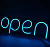 Неонова Led вивіска OPEN блакитна (відкрито) 40х13 см з пульом та блоком живлення, фото 8