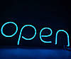 Неонова Led вивіска OPEN блакитна (відкрито) 40х13 см з пульом та блоком живлення, фото 6