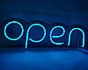 Неонова Led вивіска OPEN блакитна (відкрито) 40х13 см з пульом та блоком живлення, фото 5