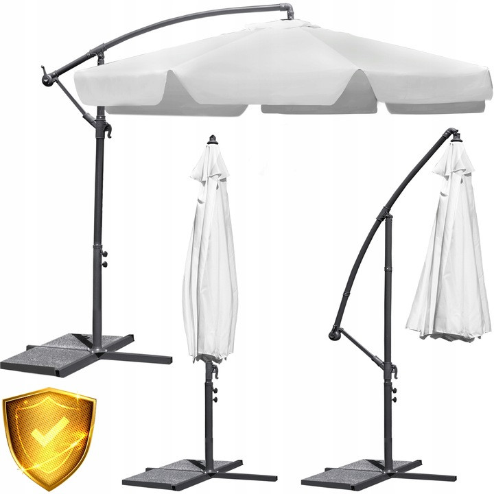 Парасолька зі штангою Plonos сіра 350 х 245 см, фото 1