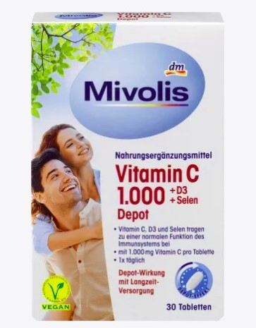 Вітаміни Міволіс Вітамін С 1000 + D3 + Селен Mivolis Vitamin C 1000 + D3 + Selen, фото 1