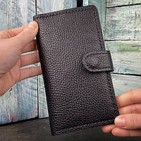 Шкіряний гаманець ручної роботи чорного кольору Tsar.store з ручним швом. М'яка шкіра
