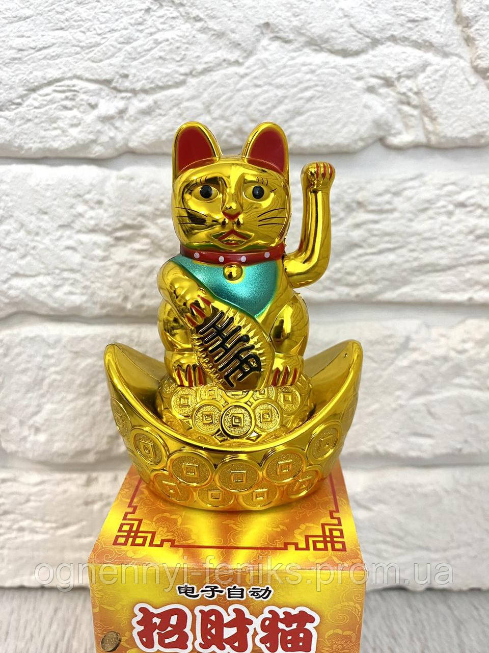 Счастливый кот Манэки Нэко на чаше изобилия - привлекает удачу, богатство, счастье, любовь и процветание - фото 1 - id-p863999945