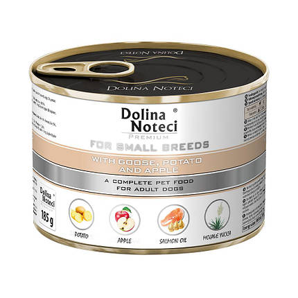 Вологий корм для собак Dolina Noteci Premium для малих порід з гусем картоплею та яблуком 185 г, фото 1