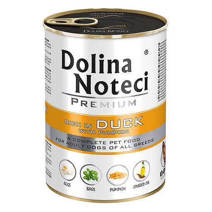 Вологий корм для собак Dolina Noteci Premium з качкою та гарбузом 400 г, фото 1