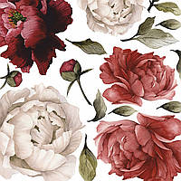 Набор виниловых наклеек Акварельные цветы Пионы терракот L от 30 до 55 см виниловые наклейки декор матовая