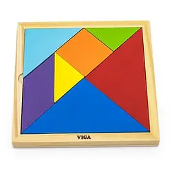 Гра-головоломка Кольоровий дерев'яний танграм Viga Toys 55557 7 елементів