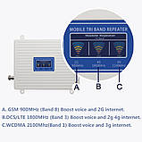 Репітер підсилювач мобільного зв'язку і інтернету SS96-GDW GSM 3G 4G LTE 900 1800 2100 МГц, фото 7