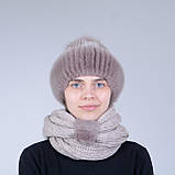 В'язаний норкоий комплект шапка з шарфом "Снуд з шарфом", фото 3