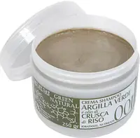 Крем-шампунь с зеленой глиной и маслом рисовых отрубей Alan Jey Green Natural Crema Shampoo Argilla Verde &
