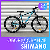 Горный велосипед 26 дюймов 17 рама спортивный велосипед TopRider 680 Топ Райдер Алюминиевая рама, Cиний, 26"