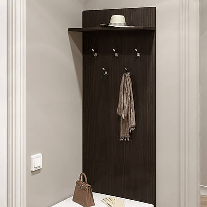 Настінний вішак для верхнього одягу в передпокій Соната венге темний 60х16.6х130 см Еверест