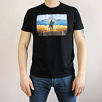 Стильная футболка марка "Русcкий военный корабль, иди..", черная хлопковая футболка на лето (размер М)