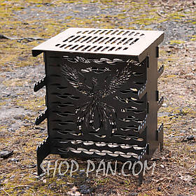 Вертикальний розбірний мангал 3 мм з гравіюванням: еко, для шашлику, дачі, портативний
