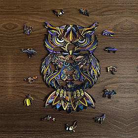 Пазл "Сова" дерев'яний малий (80 ел.) 280х180мм - сувенір, що розвиває, подарунок для дітей та дорослих