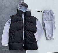 Стильная жилетка (черная) ve1 классная демисезонная одежда без капюшона для парней и девушек унисекс L-XL