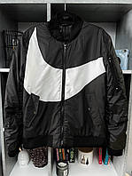 Мужской бомбер молодежный (черный) BV1 стильная легкая куртка на молнии сезон осень-весна для парней тренд