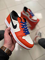 Мужские кроссовки Nike Air Jordan 1 Low Orange (оранжевые с чёрным и белым) низкие демисезонные кеды A032-10