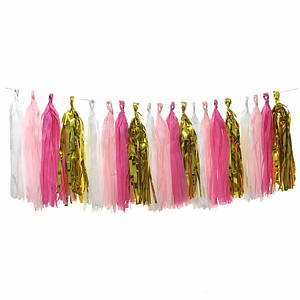 Набір пензликів тассел 4 кольори | Білий Ніжно-рожевий Фуксія Золото