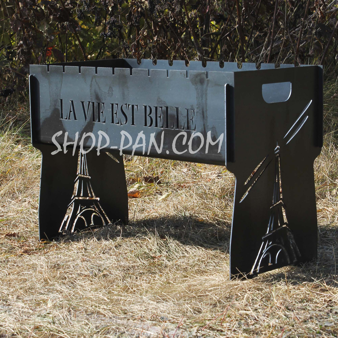 Мангал розбірний на 8 шт з індивідуальним гравіюванням. Розмір – 500х300х440 мм, фото 1